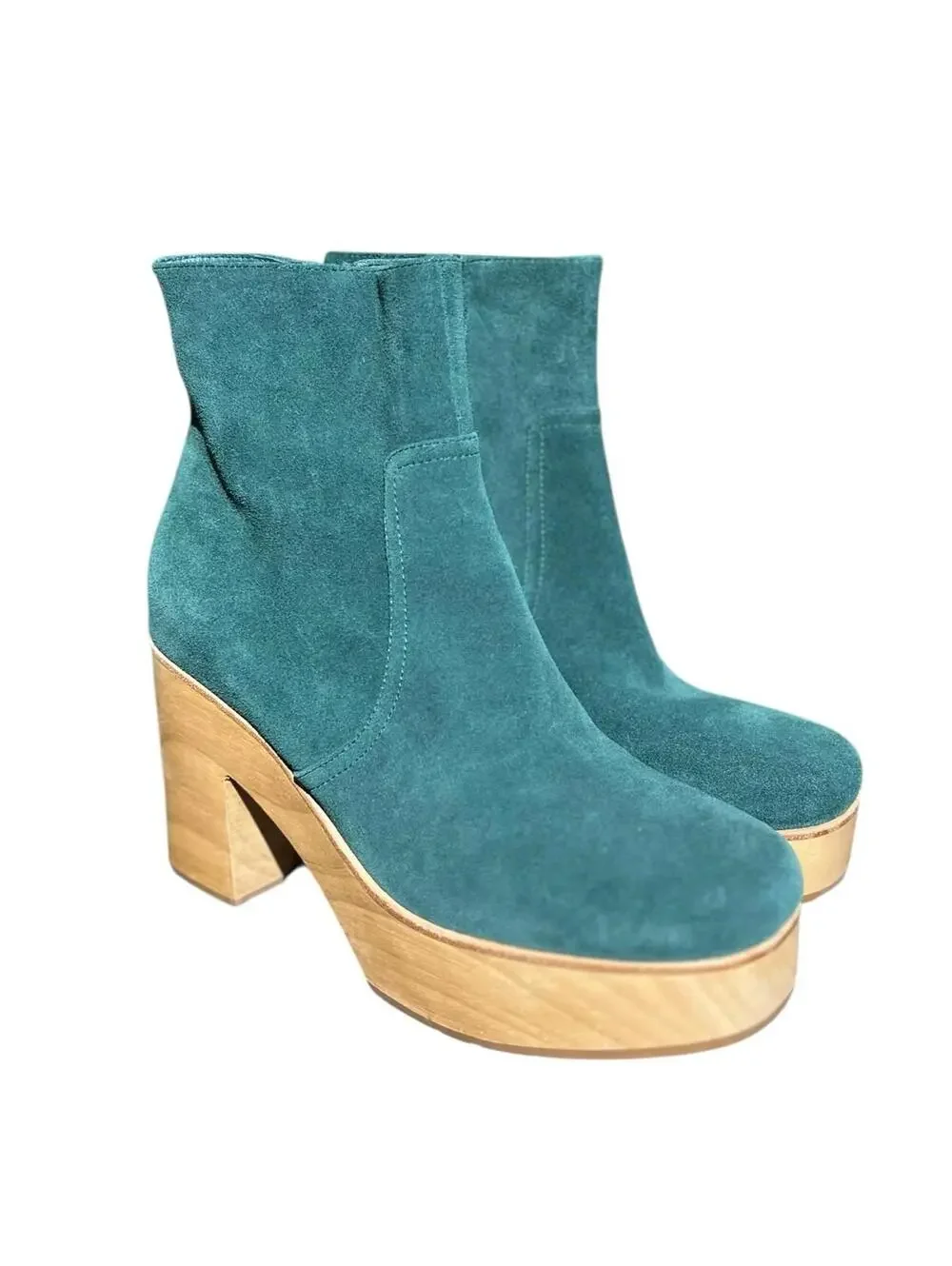 Charlotte Stone Women's Paz Suede Platform Chunky Boots Wood